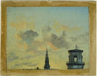Two Towers in Copenhagen Against the Evening Sky